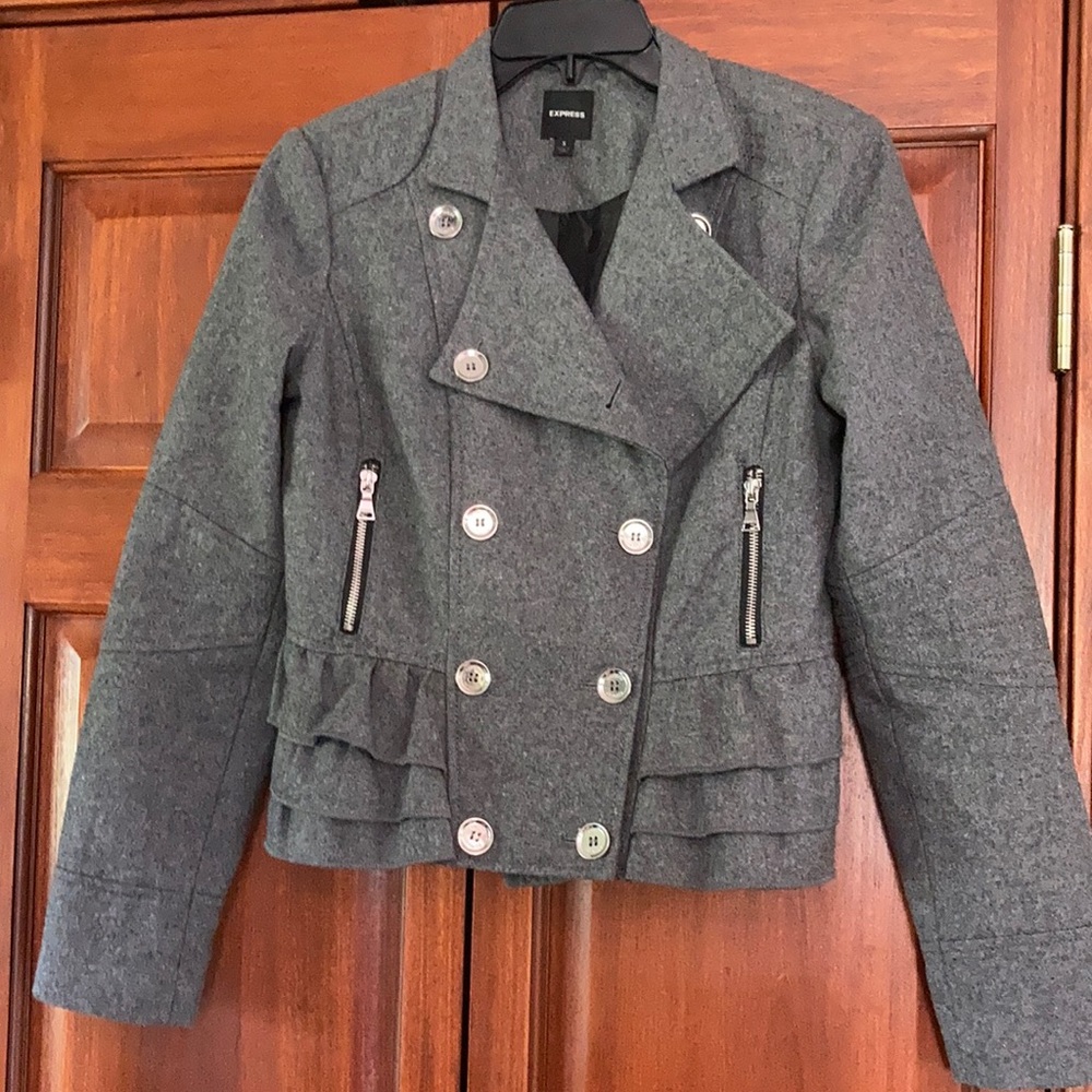 EXPRESS ruffled bottom wool jacket Small